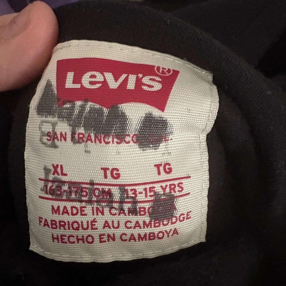 Levi’s Youth Hoodie | Size XL (13–15) | Black Logo Sweatshirt - Picture 6 of 6